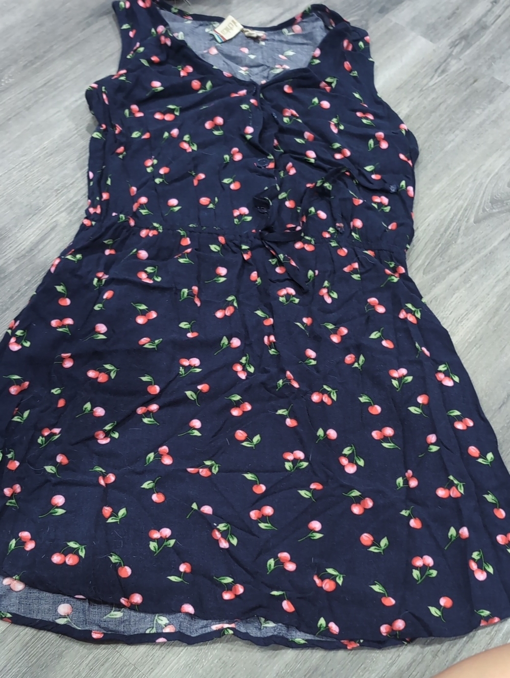 Mimi Chica Navy Cherry Print Sleeveless Camisole